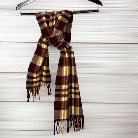 Vintage 100% Pure New Wool England Tartan Plaid Scarf 57x11,5 inches. - Picture 3 of 7